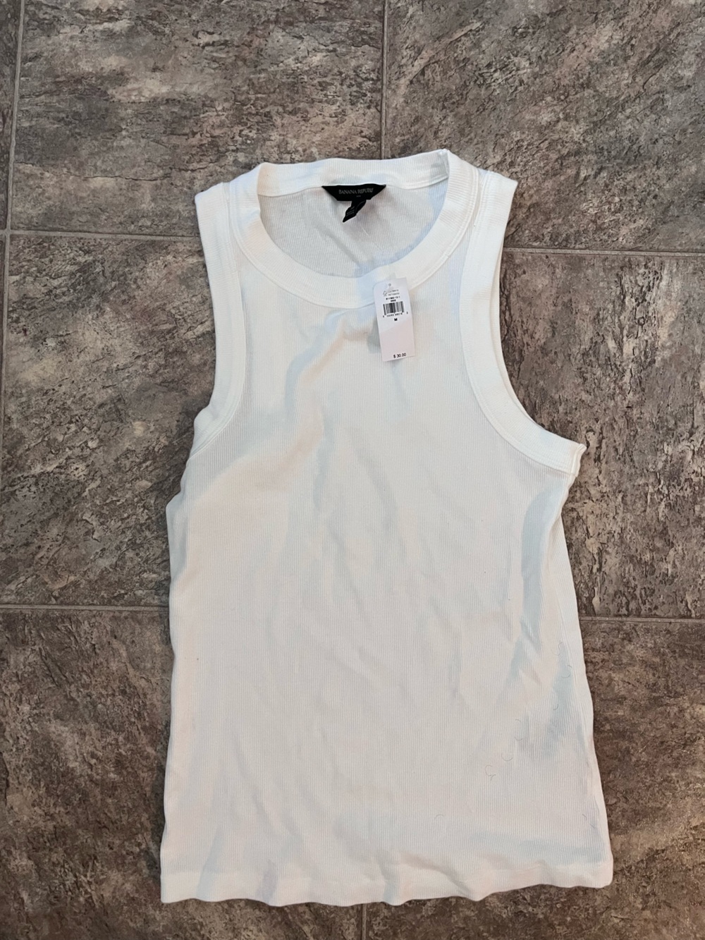 Banana Republic Women’s White Ribbed Tank Top - Size M
